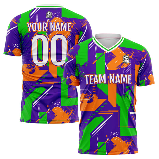 Benutzerdefinierte Lila Orange Fußball Trikots für Männer Frauen Personalisierte Fußball Uniformen für Erwachsene und Kind