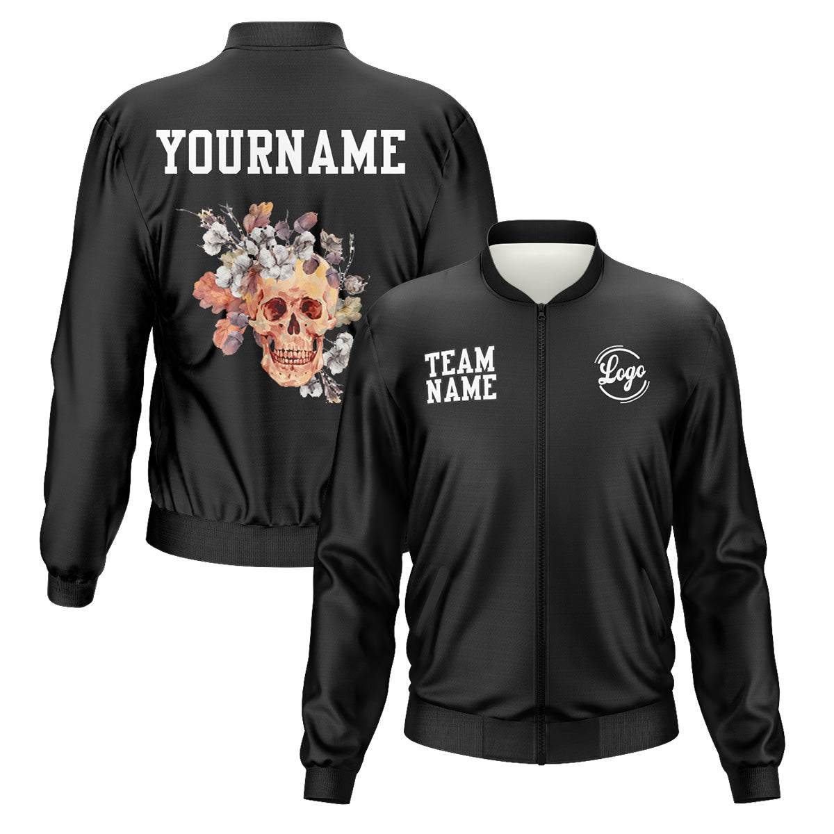 Benutzerdefinierte Langarm Windbreaker Jacken Uniform gedruckt Ihr Logo Name Nummer Schwarz