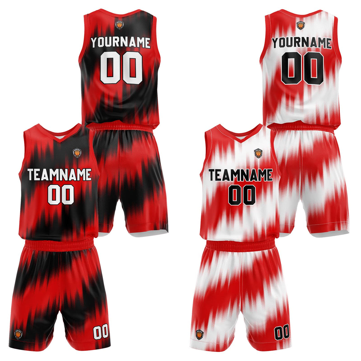 Benutzerdefinierte Rot Reversible Basketball Jersey Personalisierte Name Nummernlogo drucken