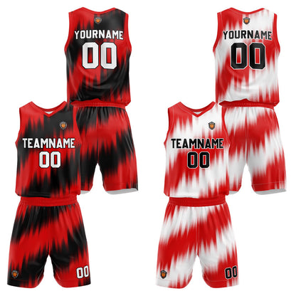 Benutzerdefinierte Rot Reversible Basketball Jersey Personalisierte Name Nummernlogo drucken