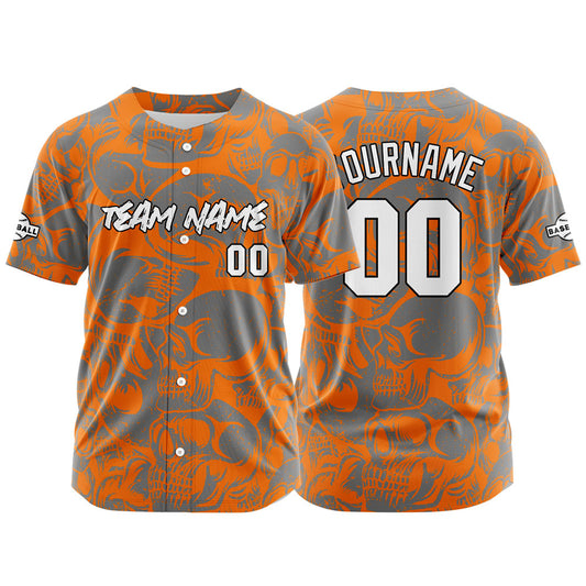 Benutzerdefinierte Baseball Jersey Personalisierte Baseball Shirt genäht und Druck Orange&Grau