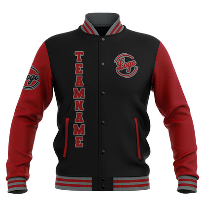 Benutzerdefiniert Schwarz Rot Grau Wasserdichte Varsity Jacken Personalisiert genäht Name Nummer Logo zu Letterman Jacken