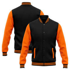 Benutzerdefinierte Varsity-Jacke. Letterman-Jacke für Männer, Frauen und Jugendliche Orange Schwarz