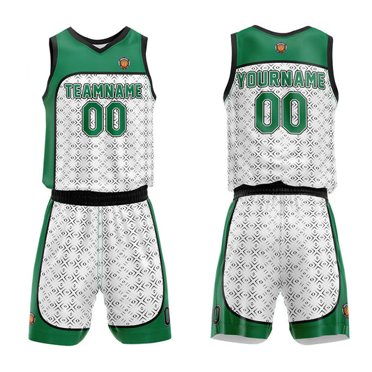 Benutzerdefinierter Basketball Jersey Uniform Anzug für Männer Frauen Mädchen Jungen gedruckt Ihr Logo Name Nummer Grün