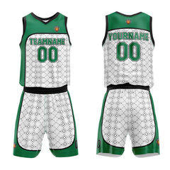 Benutzerdefinierter Basketball Jersey Uniform Anzug für Männer Frauen Mädchen Jungen gedruckt Ihr Logo Name Nummer Grün