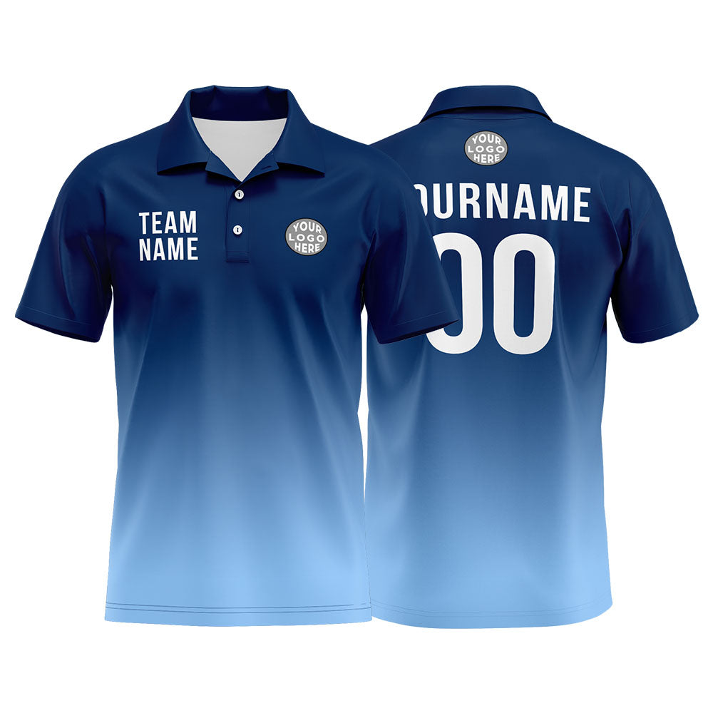 Benutzerdefinierte Marine Hellblau Fußball Polo-Shirts Fügen Sie Ihr Einzigartiges hinzu Logo/Name/Nummer