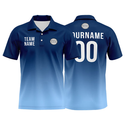Benutzerdefinierte Marine Hellblau Fußball Polo-Shirts Fügen Sie Ihr Einzigartiges hinzu Logo/Name/Nummer