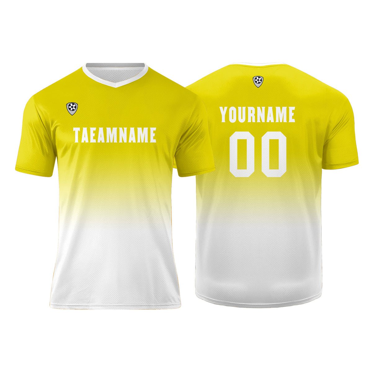 Benutzerdefinierte Gelb Weiß Trikots für Männer Frauen Personalisierte Fußball Uniformen für Erwachsene und Kind