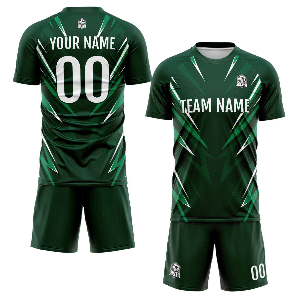 Benutzerdefinierte Drak Grün Fußball Trikots für Männer Frauen Personalisierte Fußball Uniformen für Erwachsene und Kind