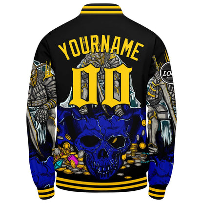 Benutzerdefinierte Verlauf Varsity-Jacke. Letterman-Jacke Royal Gelb