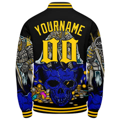 Benutzerdefinierte Verlauf Varsity-Jacke. Letterman-Jacke Royal Gelb