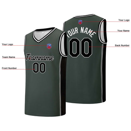 Individuelle Basketball-Jersey-Shorts für Männer und Frauen. Gestickter und gedruckter Name, Nummer und Logo Grau&Schwarz