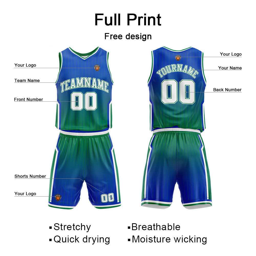 Benutzerdefinierte Grün Reversible Basketball Jersey Personalisierte Name Nummernlogo drucken