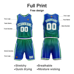 Benutzerdefinierte Grün Reversible Basketball Jersey Personalisierte Name Nummernlogo drucken