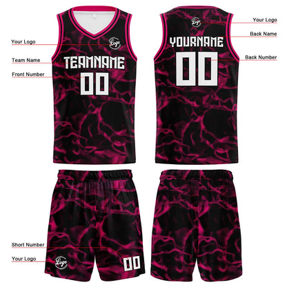 Benutzerdefinierter Schwarz Rosa Basketball Jersey Uniform Anzug gedruckt Ihr Logo Name Nummer