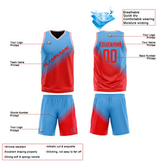 Benutzerdefinierte Blau Rot Reversible Basketball Jersey Personalisierte Print Name Nummer Logo
