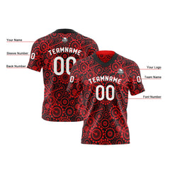 Benutzerdefinierte Rot Schwarz Reversibel Fußball Trikot Personalisierte Gradient Fußball Shirts für Männer gedruckt Team Name Nummer Logo