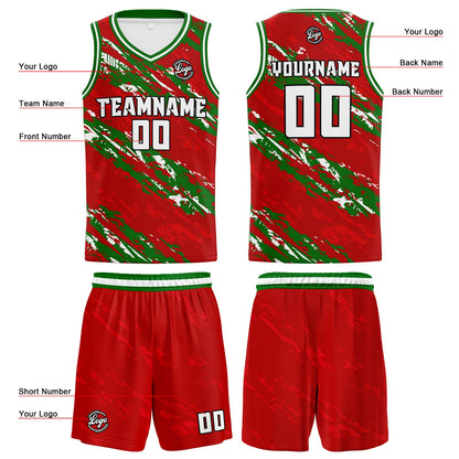 Benutzerdefinierter Rot Grün Basketball Jersey Uniform Anzug gedruckt Ihr Logo Name Nummer