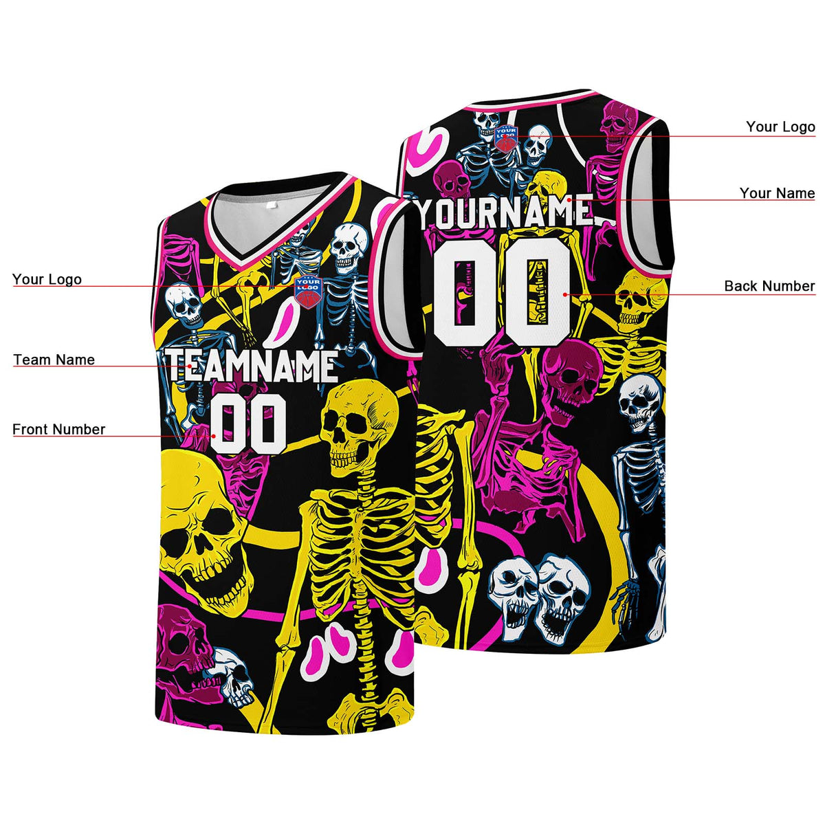 Individuelle Basketball-Jersey für Männer und Frauen. Gestickter und gedruckter Name, Nummer und Logo