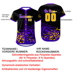 Benutzerdefiniert Schwarz Lila Personalisierter Baseball Jersey mit Farbverlauf Team Uniform mit Namen und Nummer