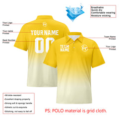 Benutzerdefinierte Gelbe Creme Fußball Gradient Polo-Shirts Fügen Sie Ihr Einzigartiges hinzu Logo/Name/Nummer