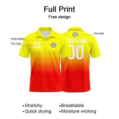 Benutzerdefinierte Gelb Rot Fußball Polo-Shirts Fügen Sie Ihr Einzigartiges hinzu Logo/Name/Nummer