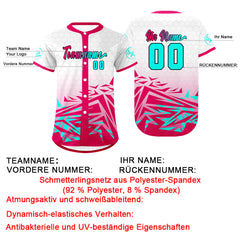 Benutzerdefiniert Rosa Cyan Personalisierter Baseball Jersey mit Farbverlauf Team Uniform mit Namen und Nummer