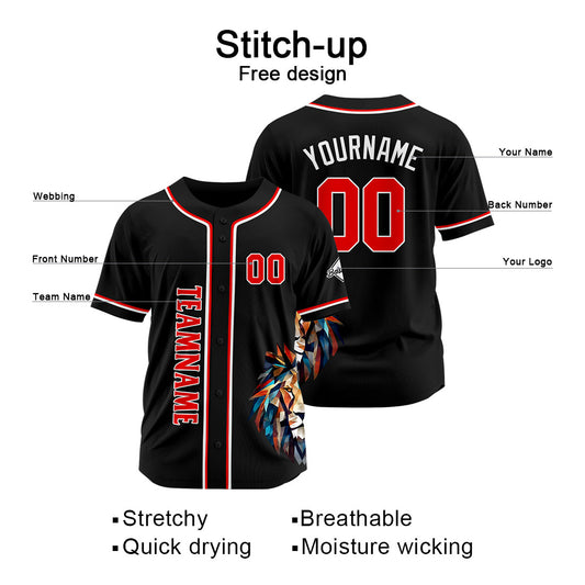 Benutzerdefinierte Baseball Jersey Personalisierte Baseball Shirt genäht und Druck Schwarz