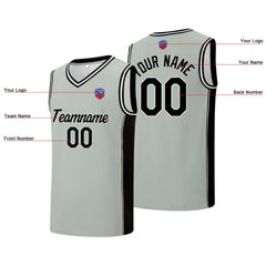 Individuelle Basketball-Jersey-Shorts für Männer und Frauen. Gestickter und gedruckter Name, Nummer und Logo Grau