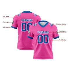 Benutzerdefinierte Rosa Blau Fußball Trikots Personalisierter Name Nummer Logo