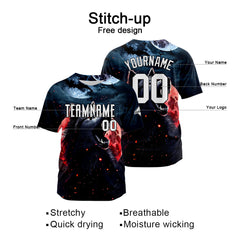 Benutzerdefinierte Baseball Jersey Personalisierte Baseball Shirt genäht und Druck Blutmond Wolf