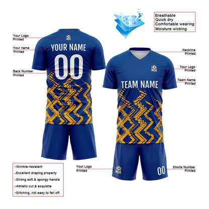Benutzerdefinierte Blau Orange Fußball Trikots für Männer Frauen Personalisierte Fußball Uniformen für Erwachsene und Kind