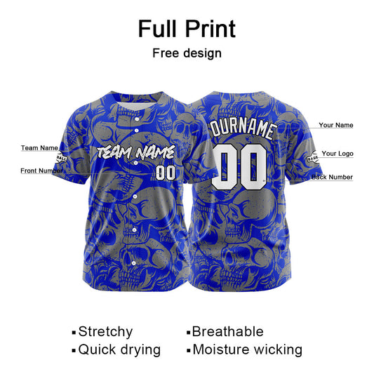 Benutzerdefinierte Baseball Jersey Personalisierte Baseball Shirt genäht und Druck Royal&Grey