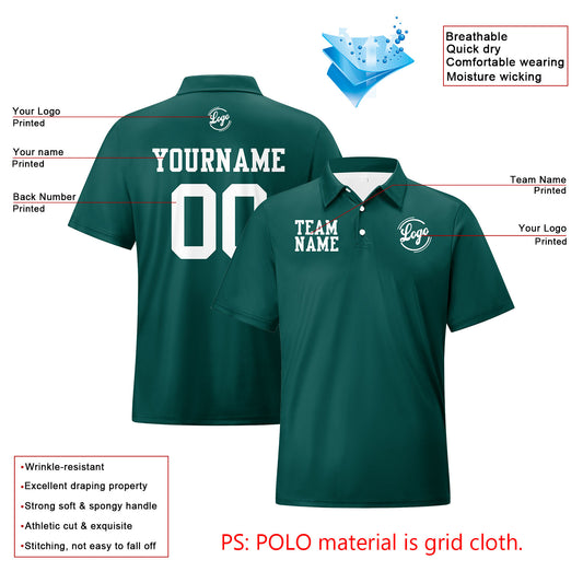 Benutzerdefinierte Grün Weiß Fußball Polo-Shirts Fügen Sie Ihr Einzigartiges hinzu Logo/Name/Nummer