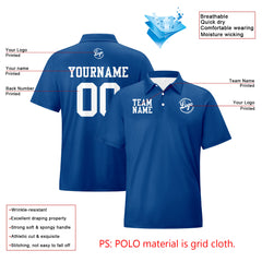 Benutzerdefinierte Blau Weiß Fußball Gradient Polo-Shirts Fügen Sie Ihr Einzigartiges hinzu Logo/Name/Nummer