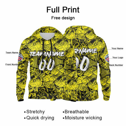 Benutzerdefinierter Sweatshirt-Hoodie für Mann, Frau, Mädchen, Junge. Drucken Sie Ihr Logo, Ihren Namen und Ihre Nummer Gelb