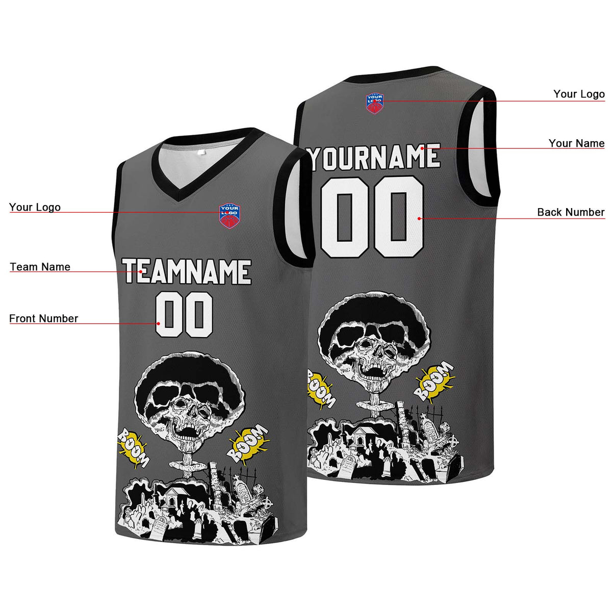 Individuelle Basketball-Jersey für Männer und Frauen. Gestickter und gedruckter Name, Nummer und Logo