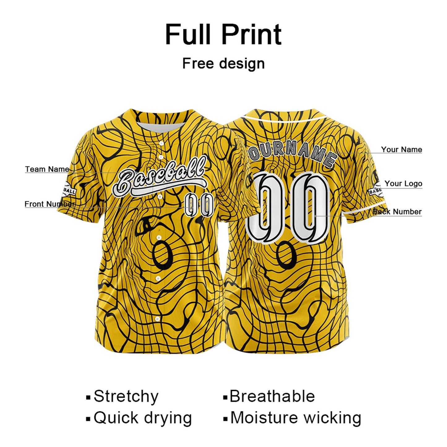 Benutzerdefiniert Gelb Baseball Uniformen Drucken für Jungs Mädchen und Kinder Machen Ihr Team Mehr Vielfältig