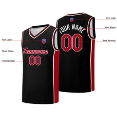 Individuelle Basketball-Jersey-Shorts für Männer und Frauen. Gestickter und gedruckter Name, Nummer und Logo Schwarz