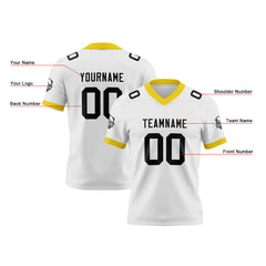 Benutzerdefinierte Weiß Gelb Fußball Trikots Personalisierter Name Nummer Logo