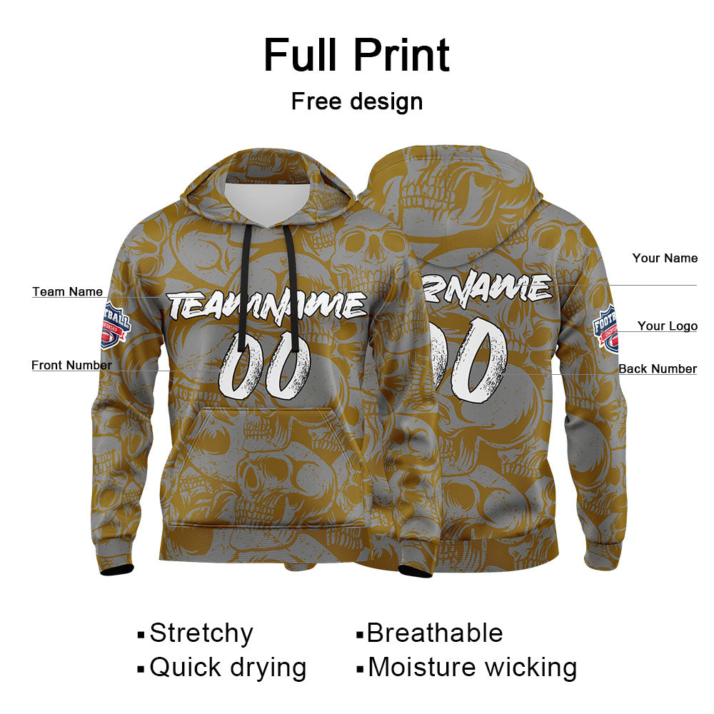Benutzerdefinierter Sweatshirt-Hoodie für Mann, Frau, Mädchen, Junge. Drucken Sie Ihr Logo, Ihren Namen und Ihre Nummer Braun&Grau