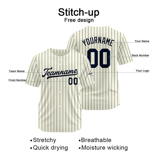 Benutzerdefinierte Authentisch Baseball-Trikot Creme-Navy