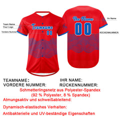 Benutzerdefiniert Rot Blau Personalisierter Baseball Jersey mit Farbverlauf Team Uniform mit Namen und Nummer