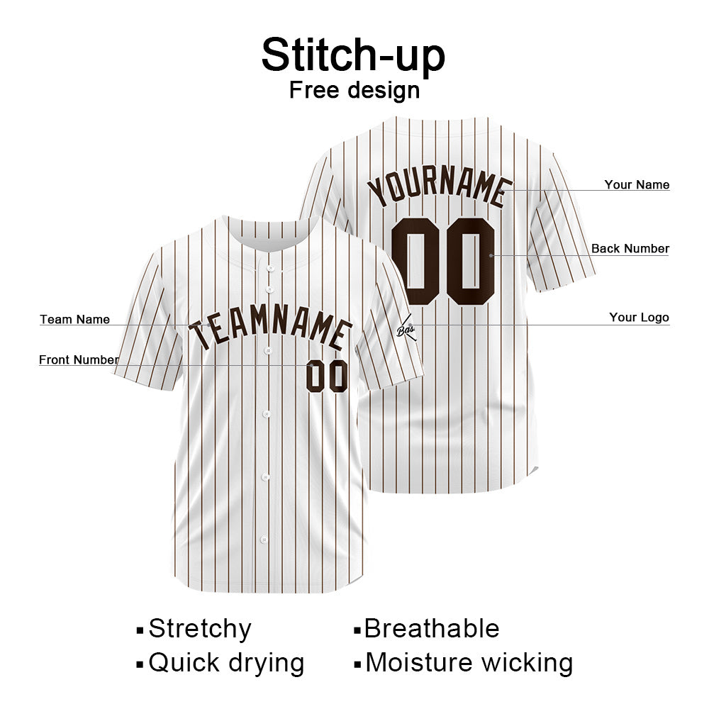 Benutzerdefinierte Authentisch Baseball-Trikot Weiss-braun