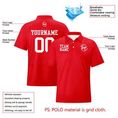 Benutzerdefinierte Rot Weiß Fußball Polo-Shirts Fügen Sie Ihr Einzigartiges hinzu Logo/Name/Nummer