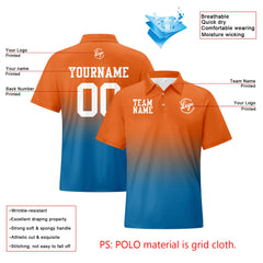 Benutzerdefinierte Orange Blau Fußball Gradient Polo-Shirts Fügen Sie Ihr Einzigartiges hinzu Logo/Name/Nummer