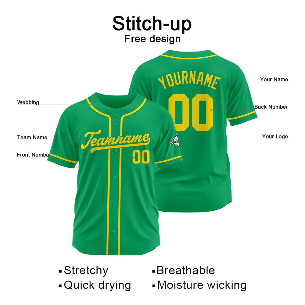 Benutzerdefinierte Authentisch Baseball-Trikot Grün Gelb