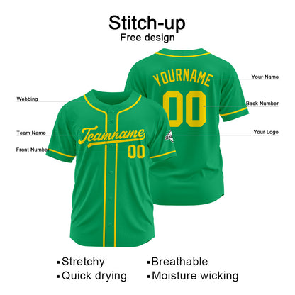 Benutzerdefinierte Authentisch Baseball-Trikot Grün Gelb