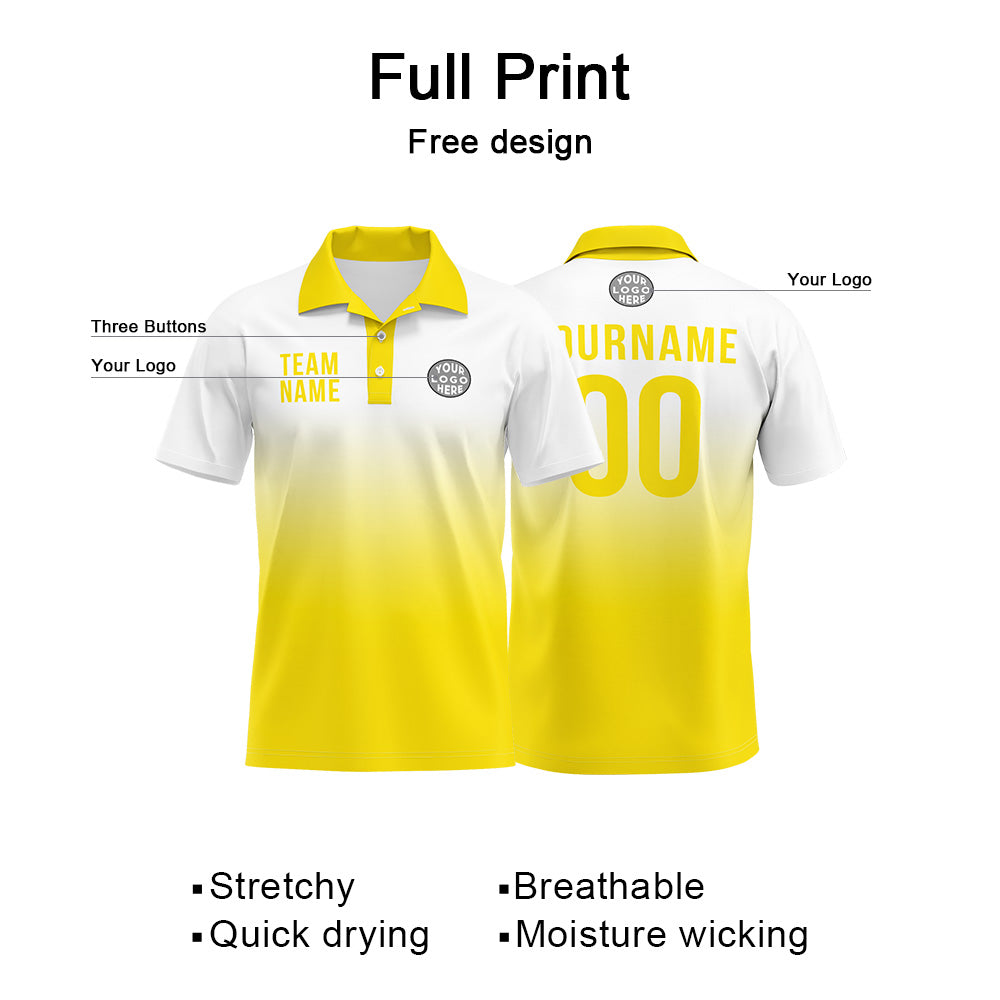 Benutzerdefinierte Gelb Fußball Polo-Shirts Fügen Sie Ihr Einzigartiges hinzu Logo/Name/Nummer