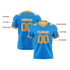 Benutzerdefinierte Blau Orange Fußball Trikots Personalisierter Name Nummer Logo